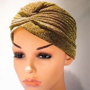 Green Glitter Shimmer Head Turban Hat
